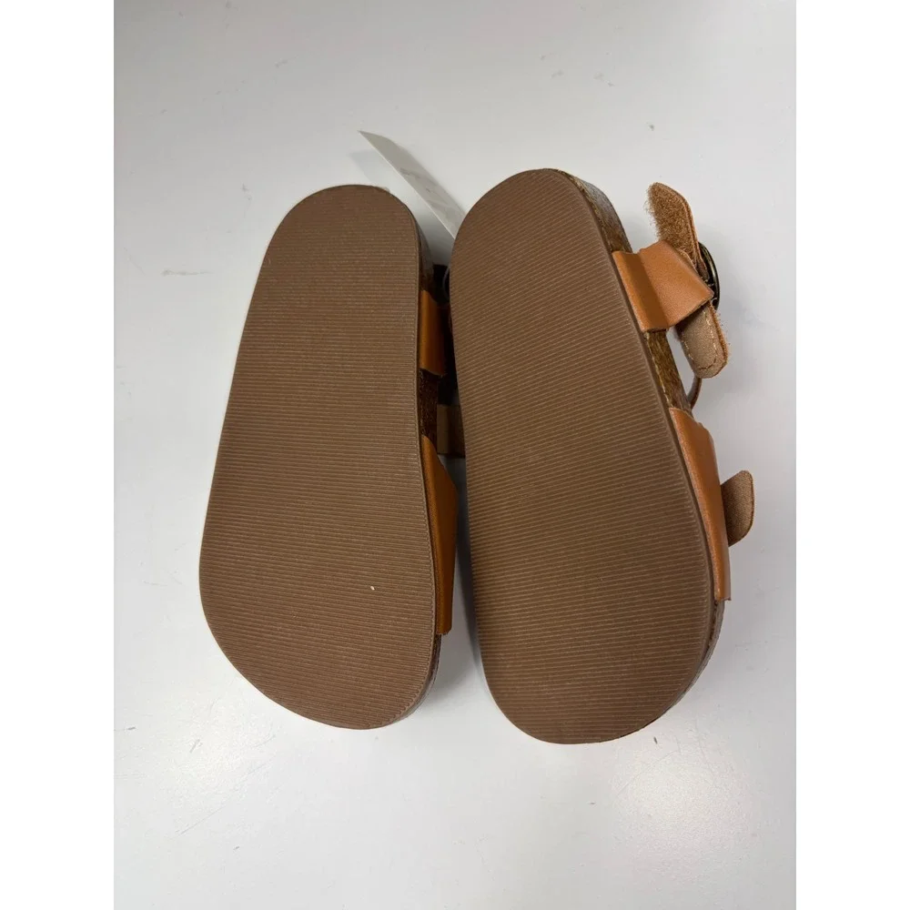 Old Navy Toddler Girls Faux Leather Buckle Sandals Caramel Brown Size 7